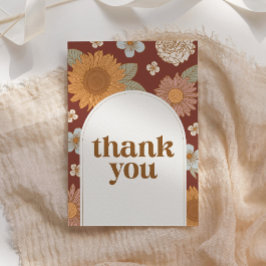 Tarjeta De Agradecimiento Baby Shower Retro Wildflower