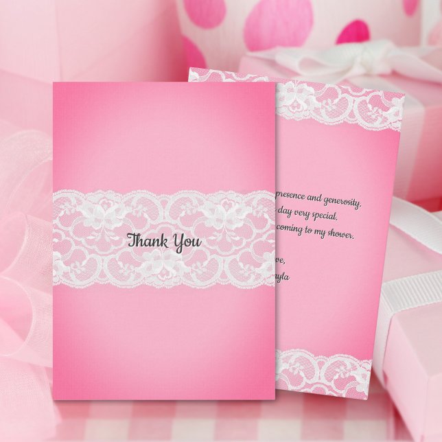 Tarjeta De Agradecimiento Baby Shower rosa (Subido por el creador)