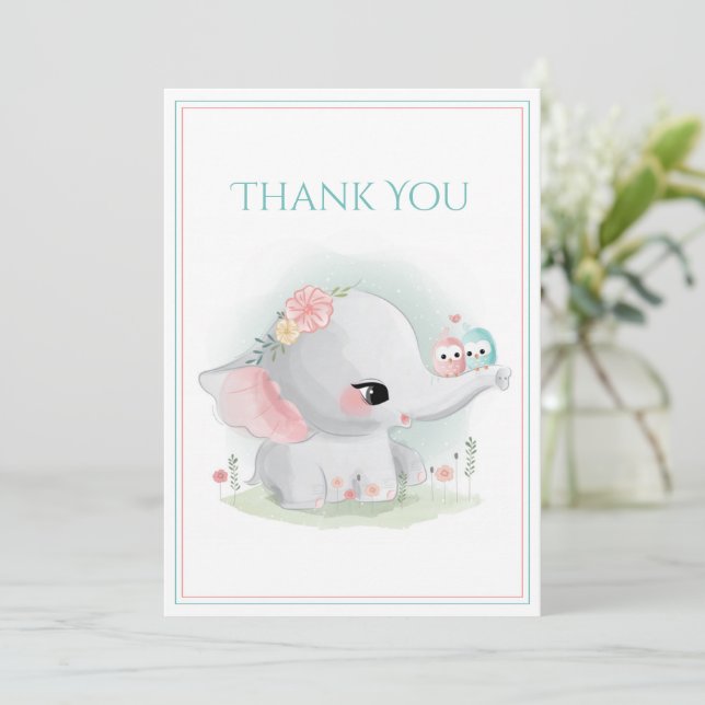 Tarjeta De Agradecimiento Baby Shower rosa azul celeste (Anverso de pie)