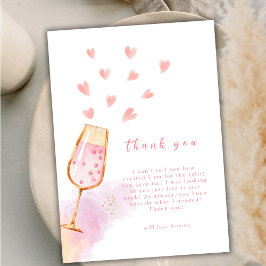 Tarjeta De Agradecimiento Baby Shower Rosa Champagne Valentina