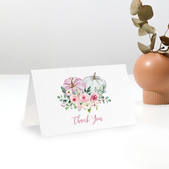Tarjeta De Agradecimiento Baby Shower rosa de calabaza pequeña (Subido por el creador)