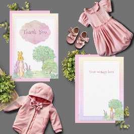 Tarjeta De Agradecimiento Baby Shower rosa de conejo chiflado