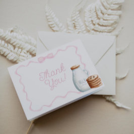 Tarjeta De Agradecimiento Baby Shower rosa de leche y galletas