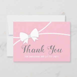 Tarjeta de agradecimiento, Baby Shower, rosa, gris
