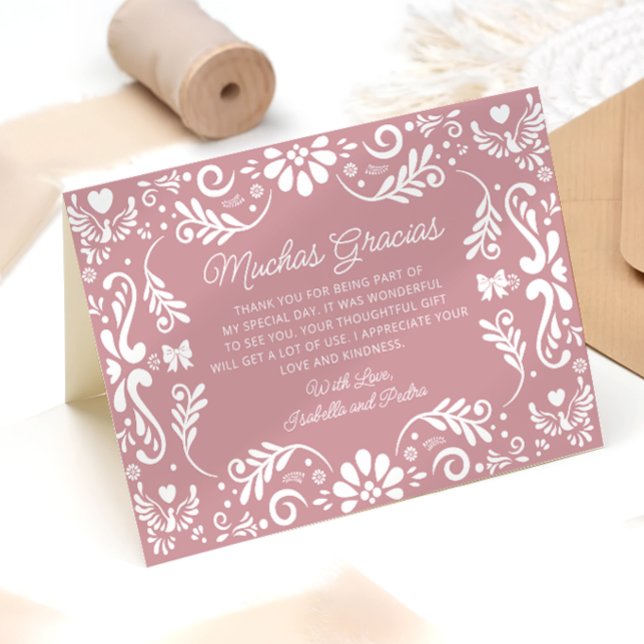Tarjeta de agradecimiento Baby Shower rosa mexican (Subido por el creador)