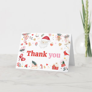 Tarjeta De Agradecimiento Baby Shower rosa Santa Baby