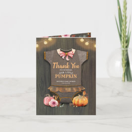 Tarjeta De Agradecimiento Baby Shower Rustic Fall Pumpkin Gracias