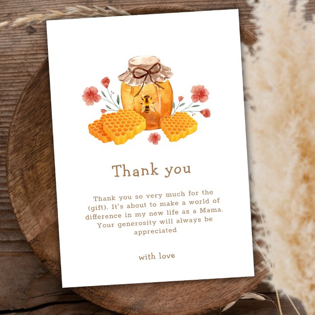 Tarjeta De Agradecimiento Baby Shower Rustic Little Wildflower Honey Bee (Rustic Little Wildflower Honey Bee Baby Shower Thank You Card)