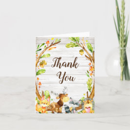 Tarjeta De Agradecimiento Baby Shower Rustic Watercolor Woodland Animals