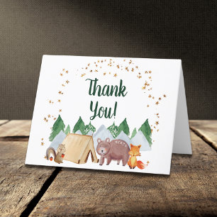 Tarjeta De Agradecimiento Baby Shower Rustic Woodland Animals