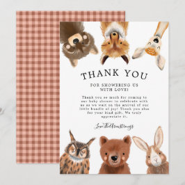Tarjeta De Agradecimiento Baby Shower Rustic Woodland Animals