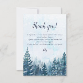 Tarjeta De Agradecimiento Baby Shower Rústico de Invierno Bosque de Pinos en