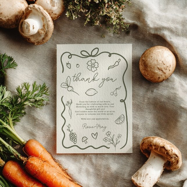 Tarjeta De Agradecimiento Baby Shower Rústico Mercado de Granjero Local (Locally Grown Baby Shower Rustic Farmer’s Market Thank You Card)