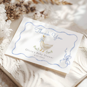 Tarjeta De Agradecimiento Baby Shower Silly Goose Blue Bow