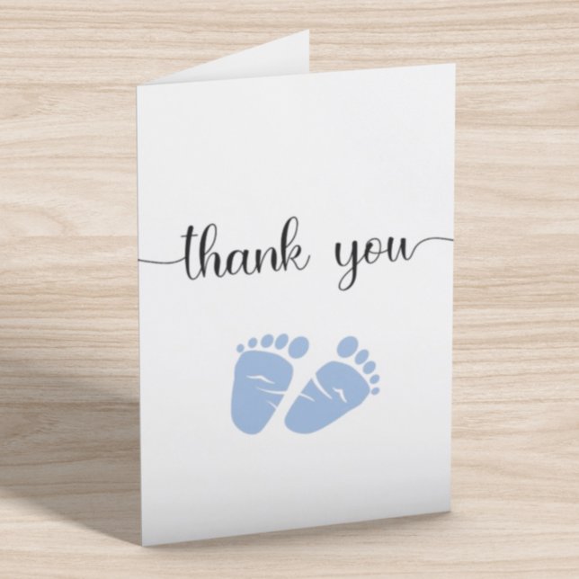 Tarjeta De Agradecimiento Baby Shower Simple Blue Feet Boy (Subido por el creador)