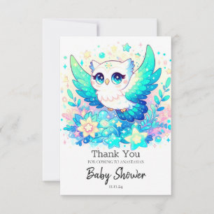 Tarjeta De Agradecimiento Baby Shower simple de búho dulce
