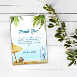 Tarjeta De Agradecimiento Baby Shower Summer Beach Ocean Surfboard