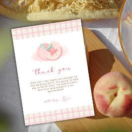 Tarjeta De Agradecimiento Baby Shower Sweet Pink Gingham Peach