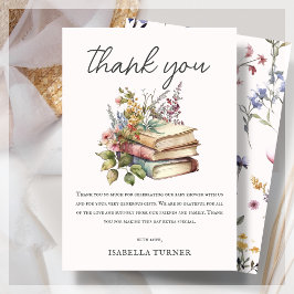 Tarjeta De Agradecimiento Baby Shower Tema del libro de flores silvestres