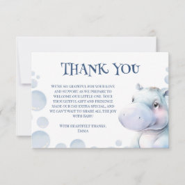 Tarjeta De Agradecimiento Baby Shower Temático Hippo