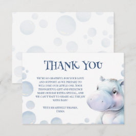 Tarjeta De Agradecimiento Baby Shower Temático Hippo