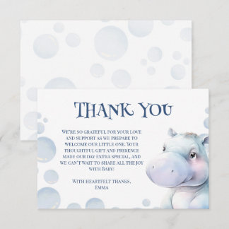 Tarjeta De Agradecimiento Baby Shower Temático Hippo