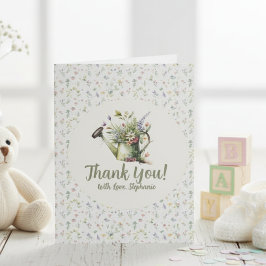 Tarjeta De Agradecimiento Baby Shower Thank You Card - Floral Watering Can