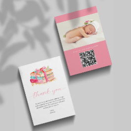 Tarjeta De Agradecimiento Baby Shower Thank You New Chapter Begins Photo QR
