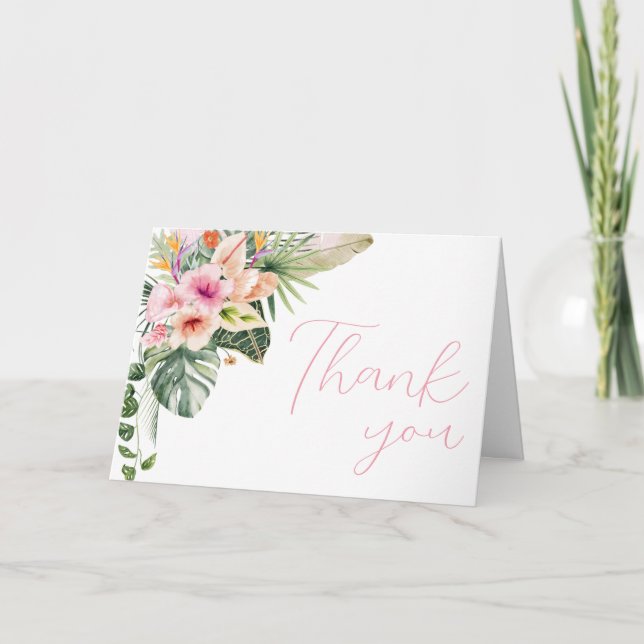 Tarjeta De Agradecimiento Baby Shower tropical Aloha Baby (Anverso)
