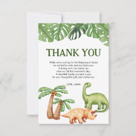 Tarjeta De Agradecimiento Baby Shower Tropical Dinosaur Boy