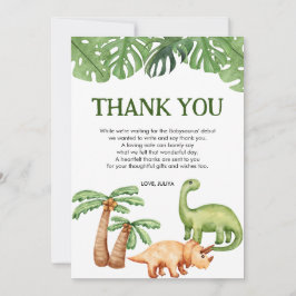 Tarjeta De Agradecimiento Baby Shower Tropical Dinosaur Boy