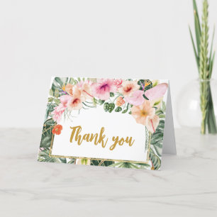 Tarjeta De Agradecimiento Baby Shower Tropical Floral Aloha