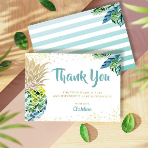Tarjeta De Agradecimiento Baby Shower Tropical Luau Pineapple Gracias