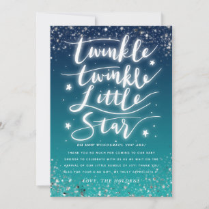 Tarjeta De Agradecimiento Baby Shower Twinkle Little Star Blue Ombre