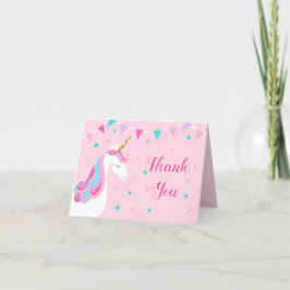 Tarjeta De Agradecimiento Baby Shower Unicorn Pink Gracias