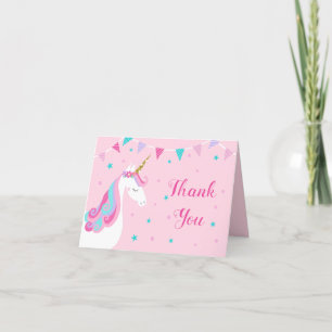 Tarjeta De Agradecimiento Baby Shower Unicorn Pink Gracias