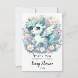 Tarjeta De Agradecimiento Baby Shower Unicornio moderno y sencillo