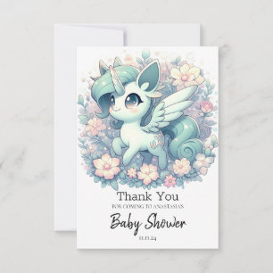 Tarjeta De Agradecimiento Baby Shower Unicornio moderno y sencillo