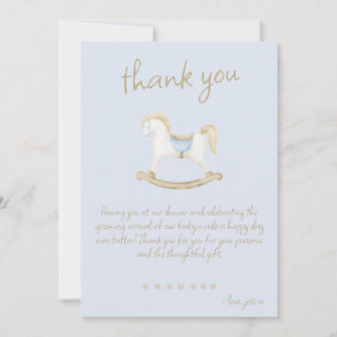 Tarjeta De Agradecimiento Baby Shower Vaquero de Caballo de Madera Boho Vint