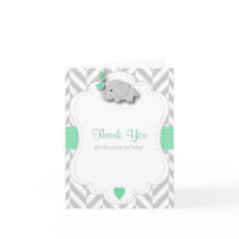 Baby Shower verde, blanco y gris gracias