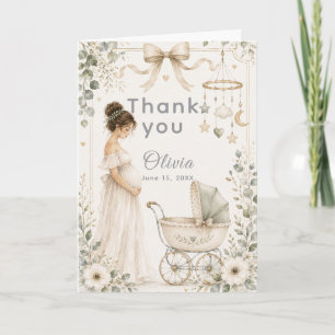 Tarjeta De Agradecimiento Baby Shower Verde Neutral