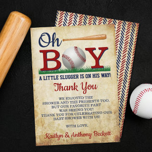 Tarjeta De Agradecimiento Baby Shower Vintage Baseball Boys