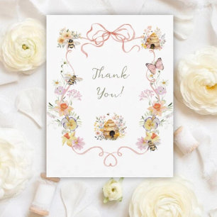 Tarjeta De Agradecimiento Baby Shower Vintage de Acuarela para Mamá que Será