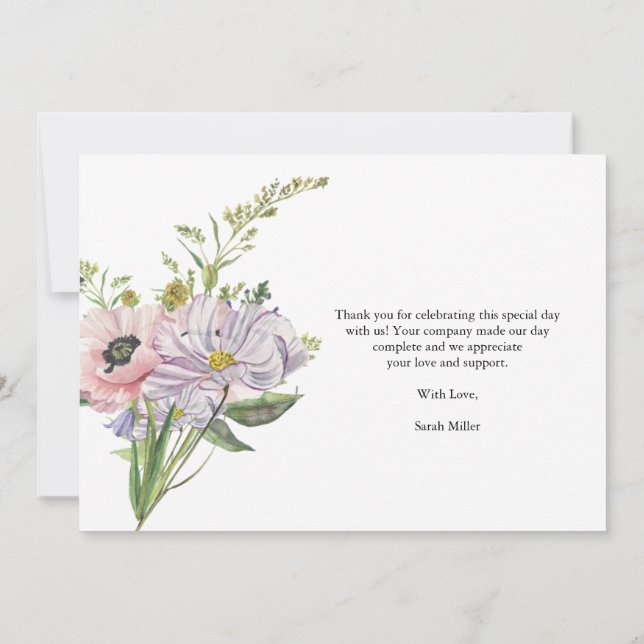 Tarjeta De Agradecimiento Baby Shower Wildflower (Reverso)