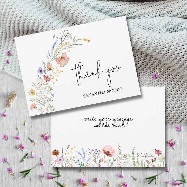 Tarjeta De Agradecimiento Baby Shower Wildflowers (Subido por el creador)
