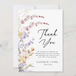 Tarjeta De Agradecimiento Baby Shower Wildflowers moderno