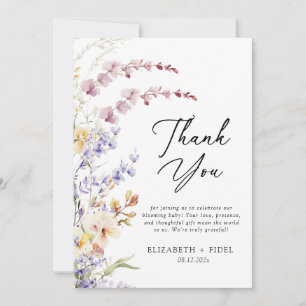 Tarjeta De Agradecimiento Baby Shower Wildflowers moderno