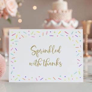Tarjeta De Agradecimiento Baby Sprinkke Rainbow Gold
