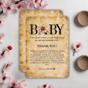 Tarjeta De Agradecimiento Baby Vintage Floral Monograma Baby Shower