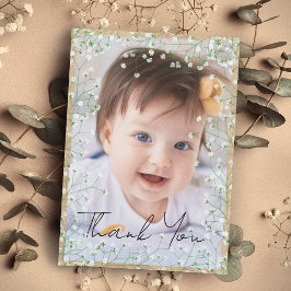 Tarjeta De Agradecimiento  Baby's Breath Watercolor Cute Floral Boho Baptism